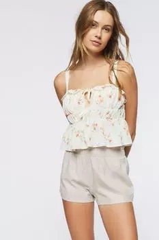 Шорты из льняной смеси со сборками Forever 21, серый