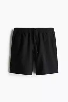 Шорты из льняной смеси, стандартного кроя H&M, черный