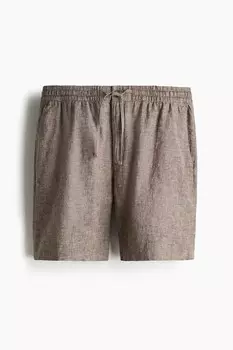 Шорты из льняной смеси, стандартного кроя H&M, бежевый