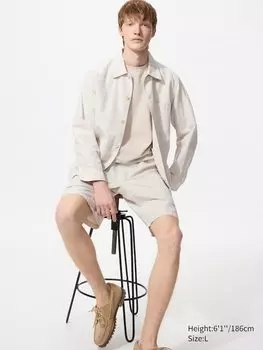 Шорты из льняной смеси Uniqlo, белый