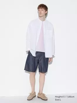 Шорты из льняной смеси Uniqlo, синий