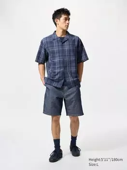 Шорты из льняной смеси Uniqlo, синий