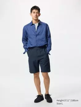 Шорты из льняной смеси Uniqlo, синий
