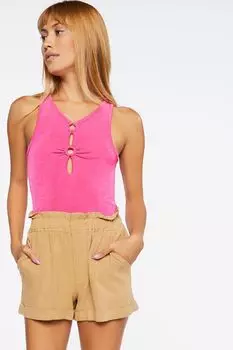 Шорты из льняной смеси в бумажном пакете Forever 21, капучино