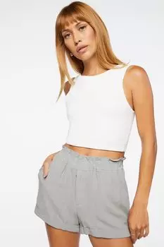 Шорты из льняной смеси в бумажном пакете Forever 21, серый