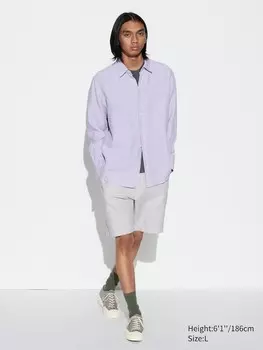 Шорты из льняной смеси в полоску Uniqlo, серый