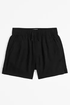 Шорты из материала напоминающего лен с эластичной талией Abercrombie & Fitch, черный