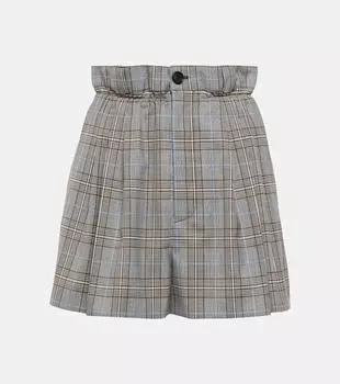 Шорты из натуральной шерсти с эффектом бумажного пакета Miu Miu, Grigio