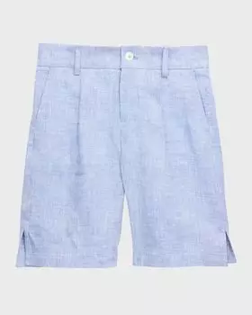 Шорты из неэластичного льна для мальчика Dolce&Gabbana, цвет Light Blue