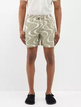Шорты из органического хлопка с волнистым принтом FRAME, зеленый