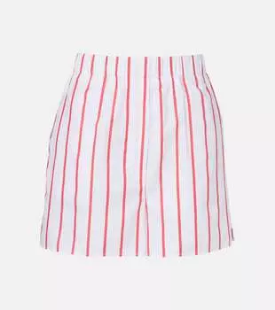 Шорты из полосатого хлопкового поплина Lui The Frankie Shop, White/Red Stripe