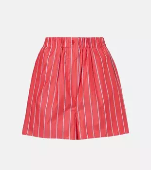 Шорты из полосатого хлопкового поплина Lui The Frankie Shop, Red/White Stripe