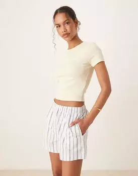 Шорты из поплина с завязками на талии от Abercrombie & Fitch в синюю полоску