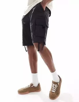 Шорты из потертой ткани с высоким содержанием хлопка черного цвета Threadbare