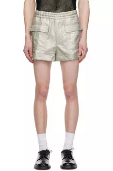 Шорты из серебристой ткани ламе Dries Van Noten