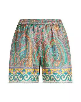 Шорты из шелка Etro, зеленый