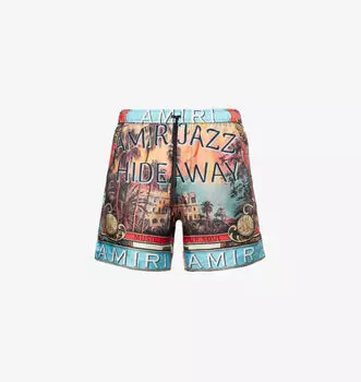 Шорты из шелка с графическим принтом Amiri, мультиколор