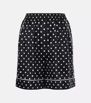 Шорты из шелкового твила в горошек Dolce&Gabbana, цвет pois picc nero