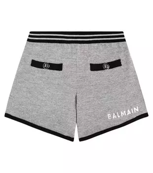 Шорты из шерсти с логотипом Balmain, серый