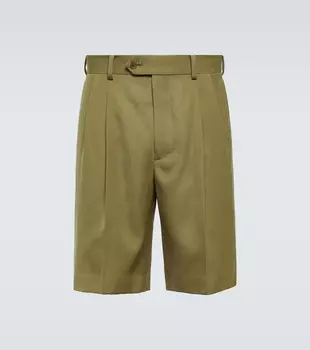 Шорты из шерстяного габардина Auralee, хаки
