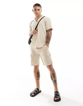 Шорты из сирсакера в камне New Look