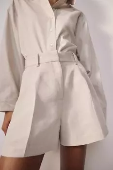 Шорты из смеси льна H&M, бежевый