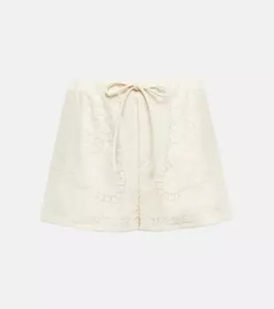 Шорты из смесового хлопка ришелье VALENTINO, бежевый