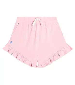 Шорты из смесового хлопка с рюшами Polo Ralph Lauren, синий