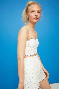 Шорты из смесового льна H&amp;M, белые цветы