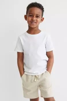 Шорты из смесового льна H&amp;M, светло-бежевый
