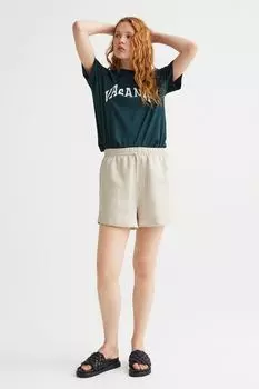 Шорты из смесового льна H&amp;M, светло-бежевый