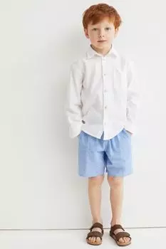 Шорты из смесового льна H&amp;M, светло-синий