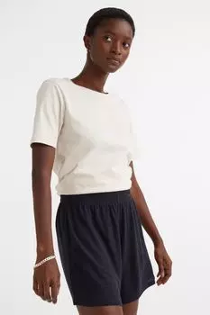 Шорты из смесового льна H&M, темно-синий
