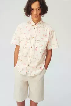 Шорты из смесового льна H&M, бежевый