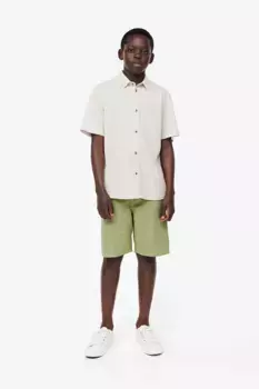 Шорты из смесового льна H&M, зеленый