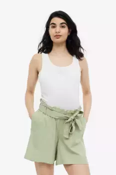 Шорты из смесового льна H&M, зеленый