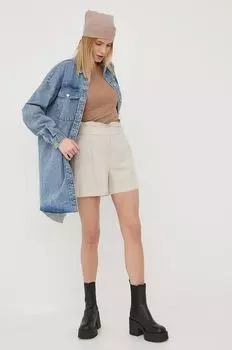 Шорты из смесового льна Vero Moda, бежевый