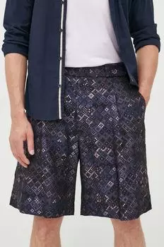 Шорты из смесовой шерсти Emporio Armani, темно-синий