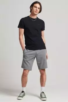 Шорты из стираного трикотажа из органического хлопка с винтажным логотипом Superdry, черный