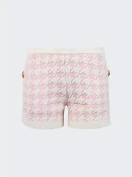 Шорты из светлого твида с узором «гусиная лапка» Balmain