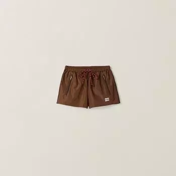 Шорты из технической ткани Miu Miu, коричневый