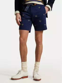 Шорты из ткани прямого покроя 710963496001 Polo Ralph Lauren, синий