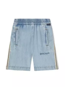 Шорты из ткани шамбре Palm Angels Kids, синий