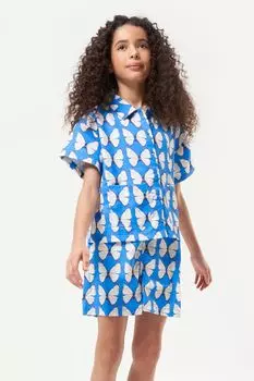 Шорты из тканого полотна с бабочками Angel & Rocket, синий