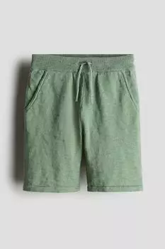 Шорты из тонкого хлопкового трикотажа H&M, зеленый