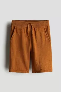Шорты из тонкого хлопкового трикотажа H&M, коричневый
