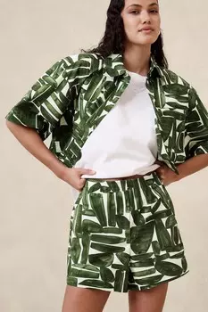 Шорты из твила без застежек Banana Republic, зеленый