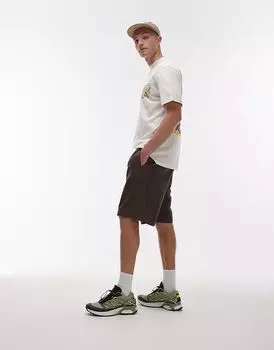 Шорты из твила коричневого цвета Topman