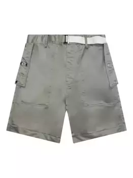 Шорты из твила с поясом SACAI, серый