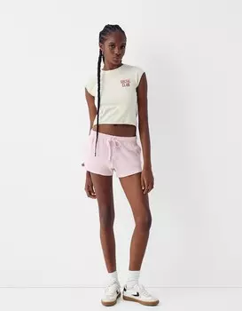 Шорты из вафельного трикотажа Bershka, розовый